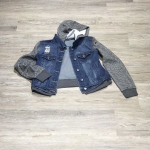 Distressed denim jean jacket